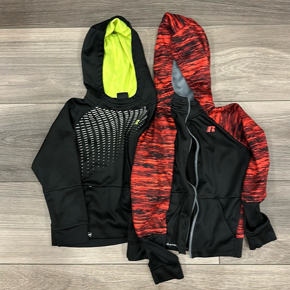 Two Boys Russell hooded sweatshirts